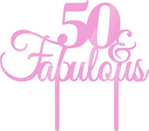 Cake Topper 50 Fabulous ΡΟΖ ΚΑΘΡΕΠΤΗΣ