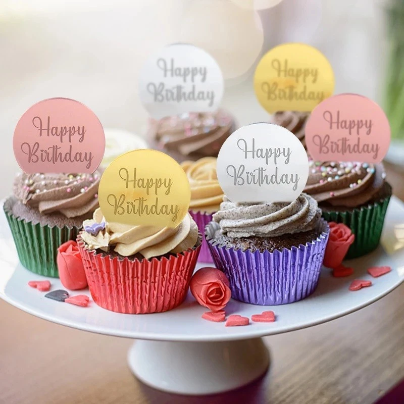 Disc Topper Happy Birthday v3 12 τμχ ΧΡΥΣΟ ΚΑΘΡΕΠΤΗΣ