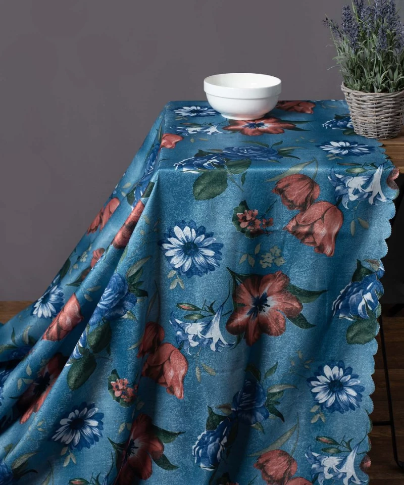 Αλέκιαστο τραπεζομάντηλο 03-95 (170cm x 220cm) μπλέ Silk Fashion
