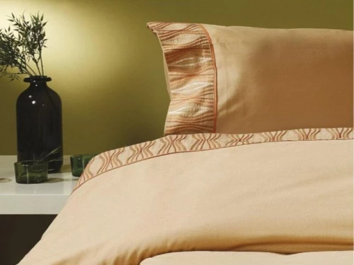 Σετ Σεντόνια Υπέρδιπλα με Κέντημα Καφέ Γαρύφαλλο 230x260