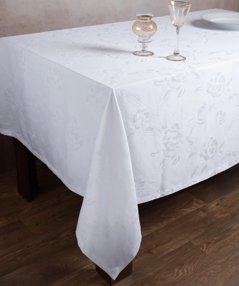 Ζακάρ τραπεζομάντηλο 10190 (140cm x 210cm) λευκό Silk Fashion