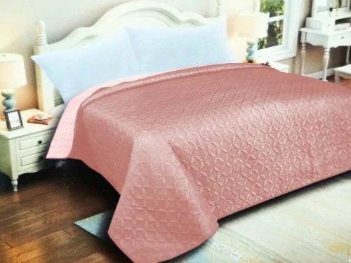 Κουβερλί Μονό Microfiber Διπλής Όψης Ρόμβος Γαρύφαλλο 160x220 - Αν. Ροζ-Σομόν