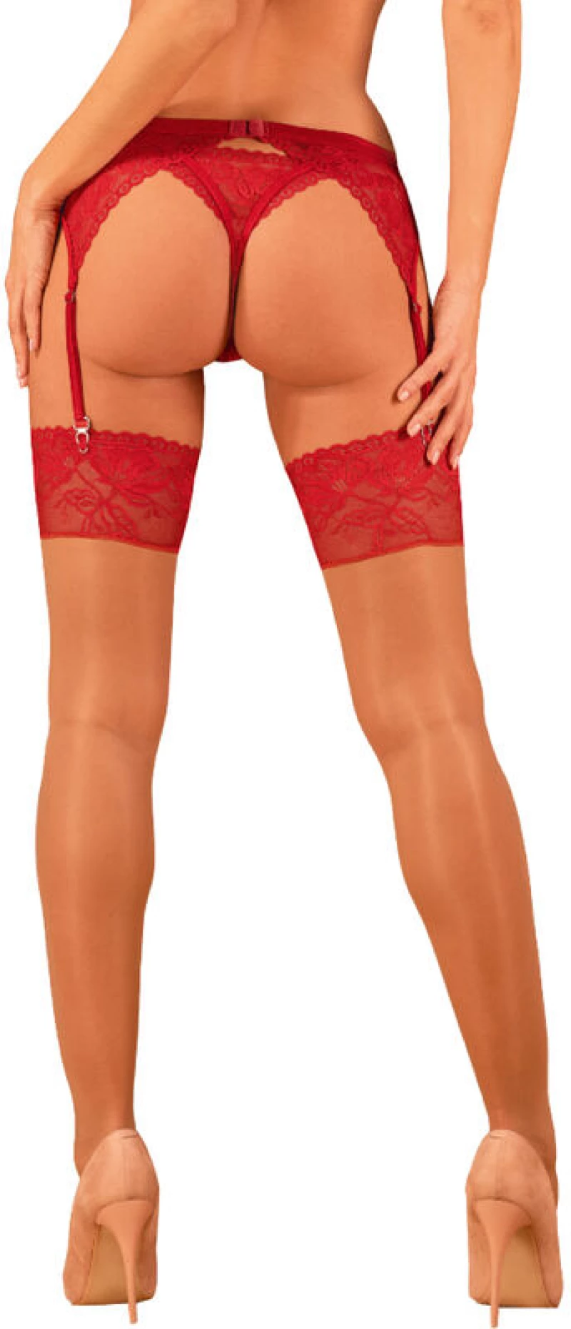 OBSESSIVE - LACELOVE STOCKINGS RED