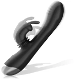 BLACK & SILVER - DJ. ADAM RABBIT SILICONE RECHARGEABLE BLACK STIMULATOR