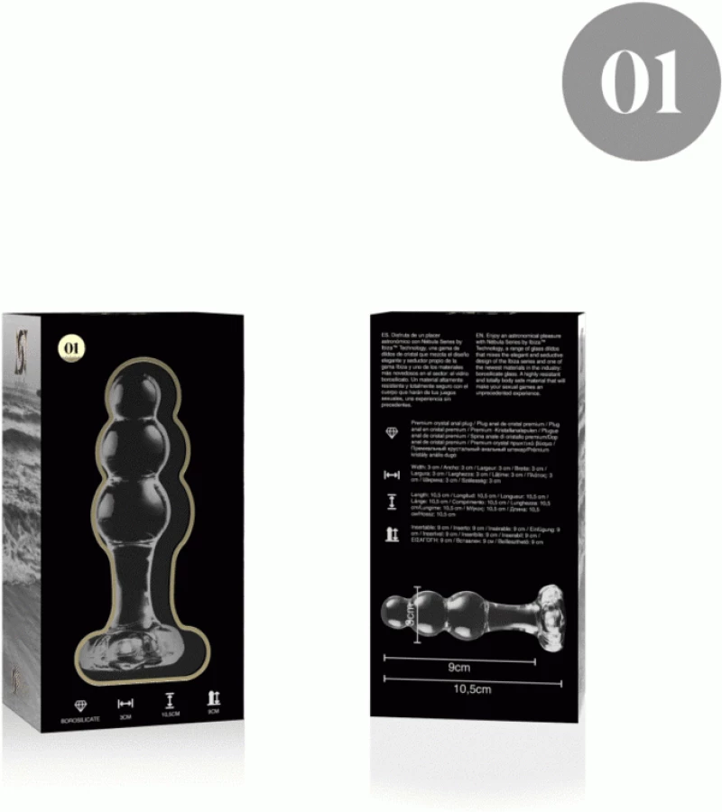 NEBULA SERIES BY IBIZA' - MODEL 1 ANAL PLUG BOROSILICATE GLASS 10.7 X 3 CM CLEAR