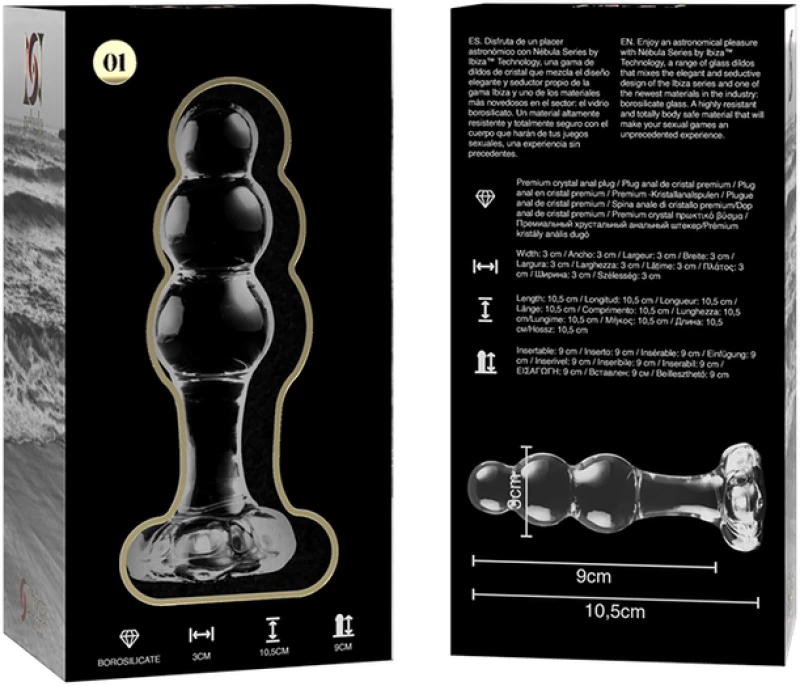 NEBULA SERIES BY IBIZA' - MODEL 1 ANAL PLUG BOROSILICATE GLASS 10.7 X 3 CM CLEAR
