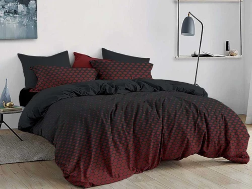 Σετ Σεντόνια Μαύρα Dots 100% Βαμβακερά Γαρύφαλλο - 160x260, Με Λάστιχο 100x200+30