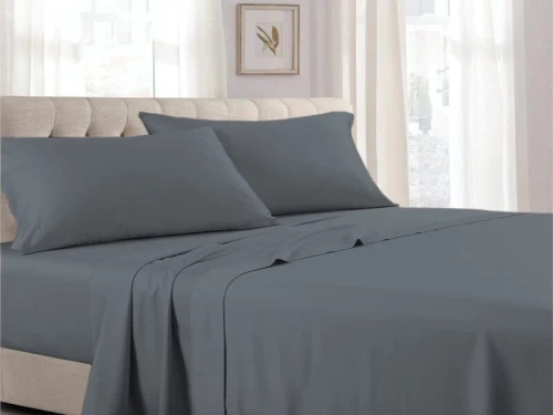 Σετ Σεντόνια Μονόχρωμα Με Λάστιχο Silk Touch 90% Βαμβακερά Γαρύφαλλο - Γκρι, 160x240cm