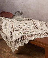 Τραπεζοκαρέ ροκοκό και πλεκτό (135cm x 135cm) 3509 Silk Fashion