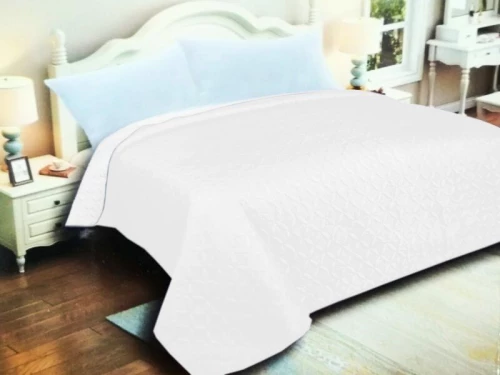 Κουβερλί Μονό Microfiber Διπλής Όψης Ρόμβος Γαρύφαλλο 160x220 - Λευκό-Λευκό