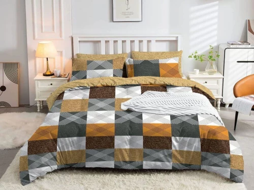 Σετ Σεντόνια Πολύχρωμο Καρό Εμπριμέ 100% Βαμβακερά Γαρύφαλλο - 160x260, Χωρίς Λάστιχο