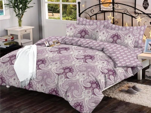 Σετ Σεντόνια Μελιτζανί Damask Εμπριμέ 100% Βαμβακερά Γαρύφαλλο - 240x260, Χωρίς Λάστιχο