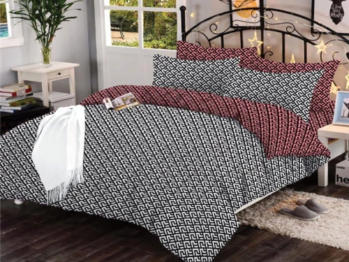 Σετ Σεντόνια Γκρι Dizzy Εμπριμέ 100% Βαμβακερά Γαρύφαλλο - 220x260, Χωρίς Λάστιχο