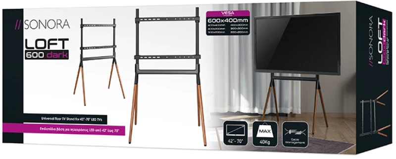 SONORA Loft 600 Dark Επιδαπέδια βάση TV με 4 πόδια 42"-70"