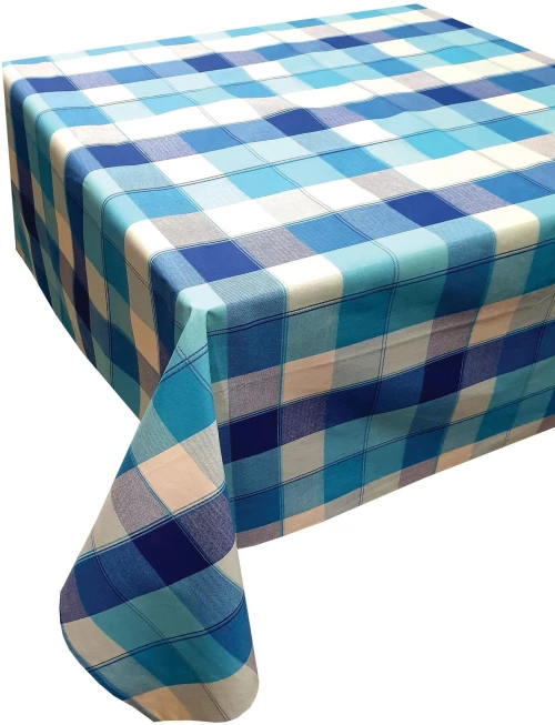 Τραπεζομάντηλο ΚΟΜΒΟΣ Καρό Polycotton Design-3 Turquoise 140x140