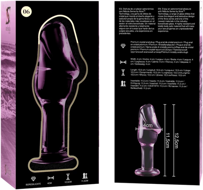 NEBULA SERIES BY IBIZA' - MODEL 6 ANAL PLUG BOROSILICATE GLASS 12.5 X 4 CM PINK
