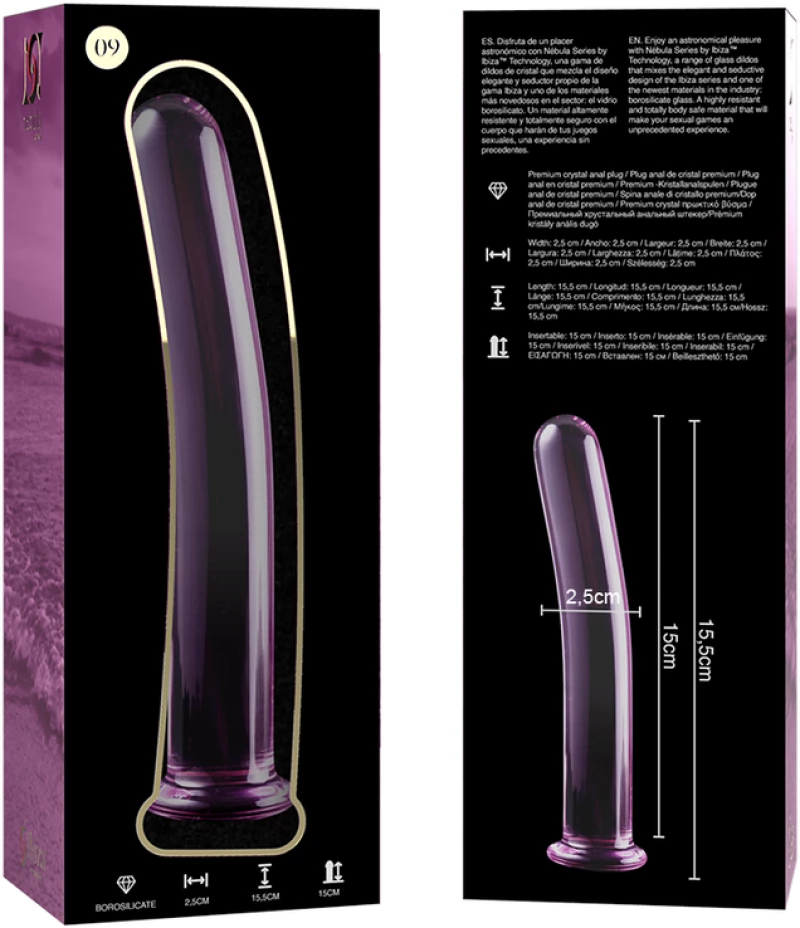 NEBULA SERIES BY IBIZA' - MODEL 9 DILDO BOROSILICATE GLASS 15.5 X 2.5 CM PINK