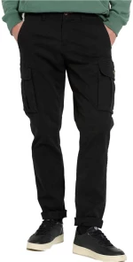 FUNKY BUDDHA Ανδρικό μαύρο ελαστικό cargo παντελόνι FBM008-002-02 BLACK