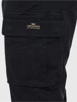 FUNKY BUDDHA Ανδρικό μαύρο ελαστικό cargo παντελόνι FBM008-002-02 BLACK