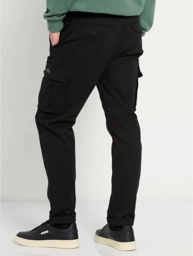 FUNKY BUDDHA Ανδρικό μαύρο ελαστικό cargo παντελόνι FBM008-002-02 BLACK