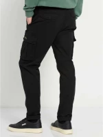FUNKY BUDDHA Ανδρικό μαύρο ελαστικό cargo παντελόνι FBM008-002-02 BLACK