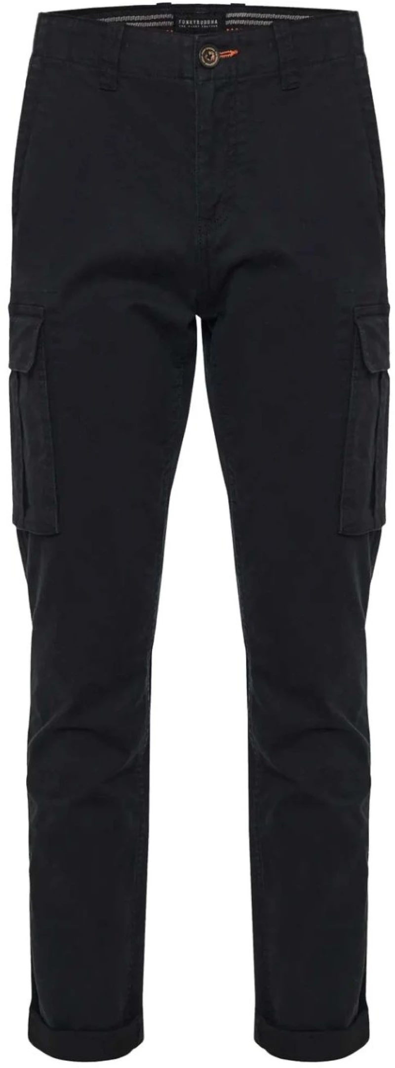 FUNKY BUDDHA Ανδρικό μαύρο ελαστικό cargo παντελόνι FBM008-002-02 BLACK