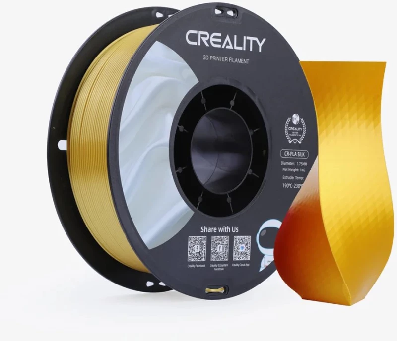 CREALITY CR-PLA Silk Golden, 3D Printer Filament Glossy, 1 kg Spool,1.75 mm (3301120001)