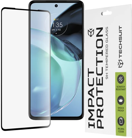 Techsuit - 111D Full Cover / Full Glue Glass - Motorola Moto G72 - Black
