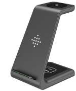 Techsuit - Wireless Charging Station 3in1 (T3) - for Phone / AirPods /Galaxy Watch, 10W with Cable Type-C - Black