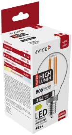 Avide LED Filament Σφαιρική 4.9W E14 Θερμό 2700K Super Υψηλής Φωτεινότητας