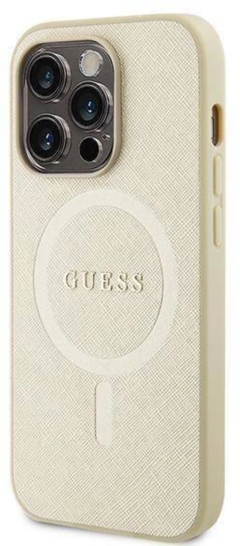 Original Case APPLE IPHONE 15 PRO MAX Guess Hardcase Saffiano MagSafe (GUHMP15XPSAHMCB) gold