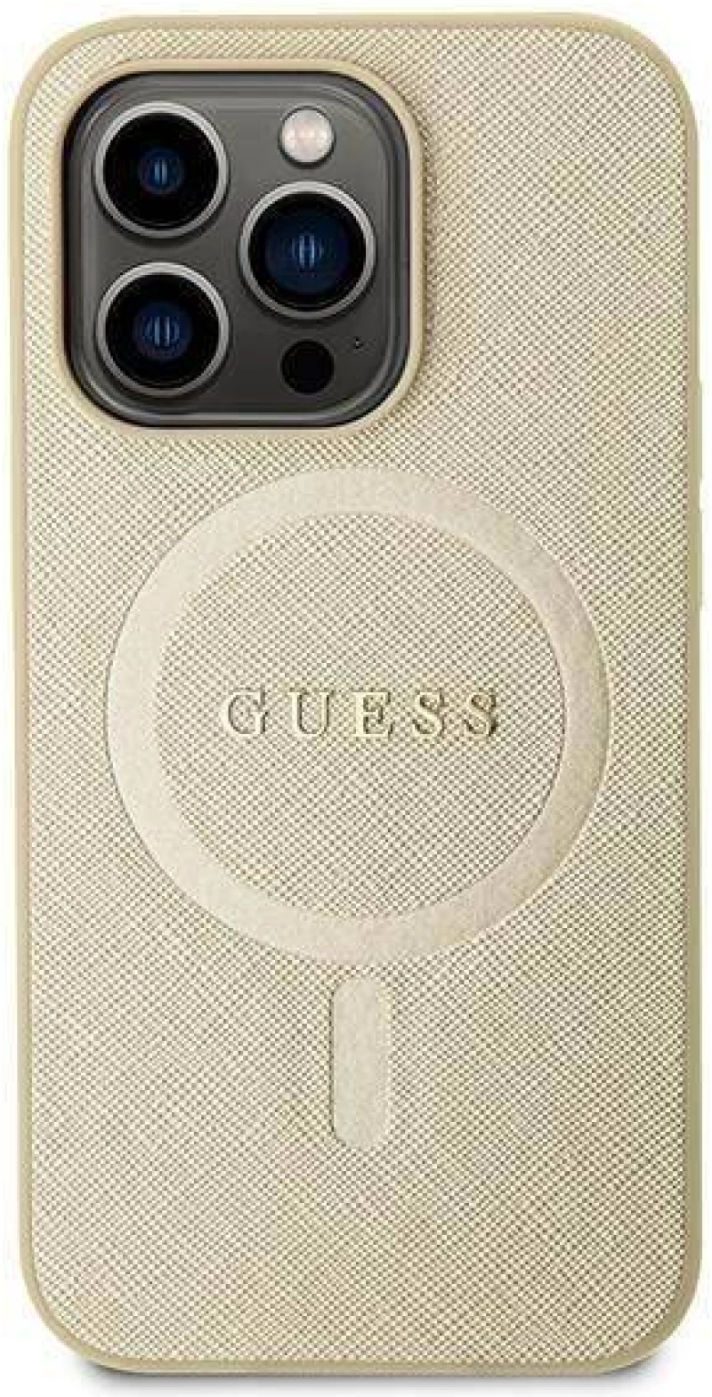 Original Case APPLE IPHONE 15 PRO MAX Guess Hardcase Saffiano MagSafe (GUHMP15XPSAHMCB) gold