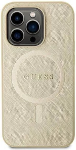 Original Case APPLE IPHONE 15 PRO MAX Guess Hardcase Saffiano MagSafe (GUHMP15XPSAHMCB) gold