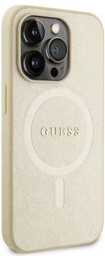 Original Case APPLE IPHONE 15 PRO MAX Guess Hardcase Saffiano MagSafe (GUHMP15XPSAHMCB) gold