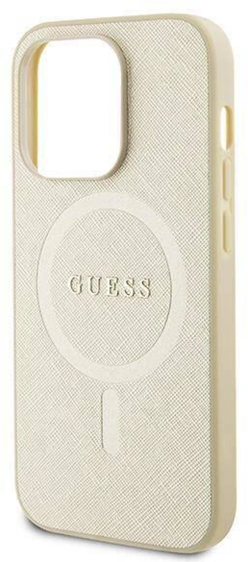 Original Case APPLE IPHONE 15 PRO MAX Guess Hardcase Saffiano MagSafe (GUHMP15XPSAHMCB) gold
