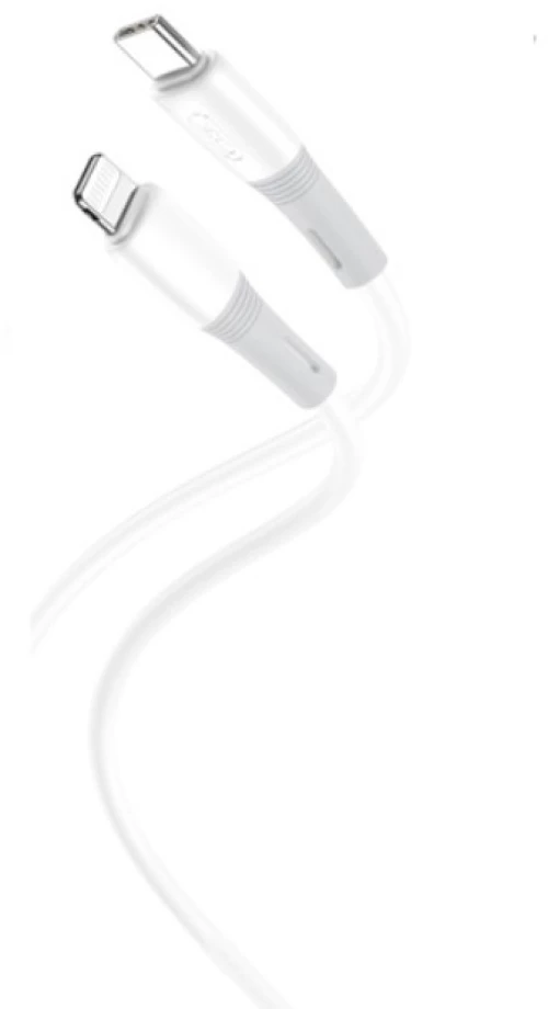 XO NB-Q226A Καλώδιο Φόρτισης Σιλικόνης USB-C σε Lightning, 27W, 1m, Λευκό