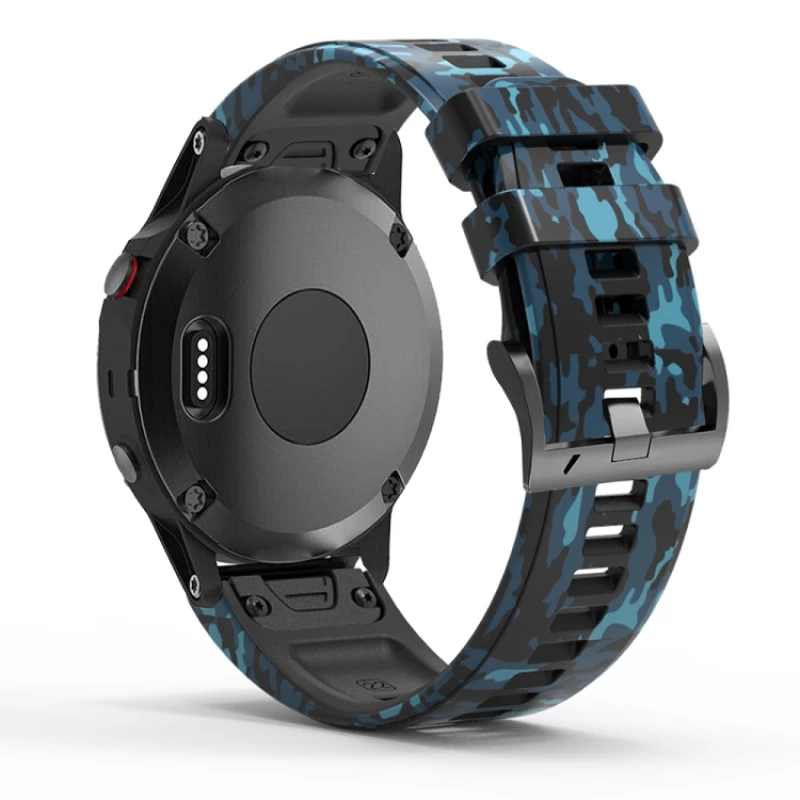 Camouflage Silicone Για Garmin Fenix 5/6/6 Pro/7 (Fits All 22mm)- Μπλε