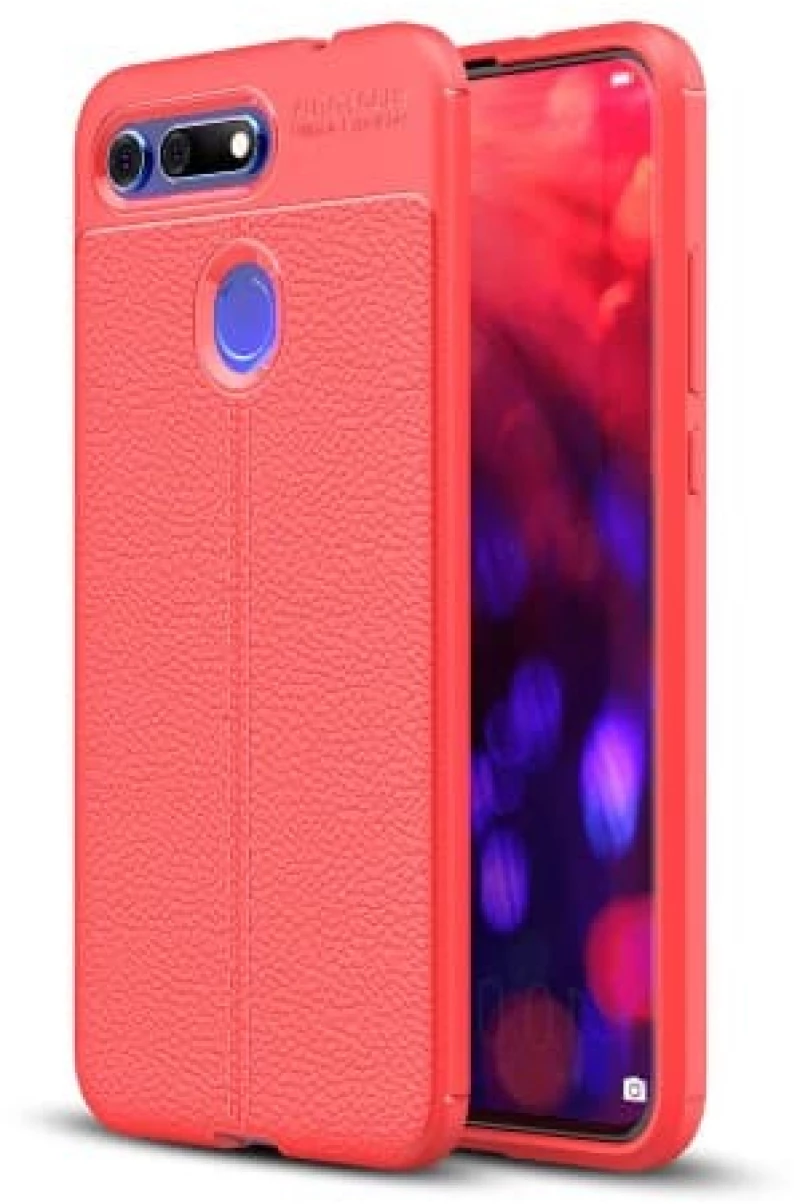 Κάλυμμα Πλάτης TPU Litchi Texture για Huawei Honor V20 / View 20 Red OEM