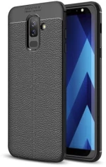 Κάλυμμα Πλάτης TPU Litchi Texture για Samsung Galaxy J8 2018 Black OEM