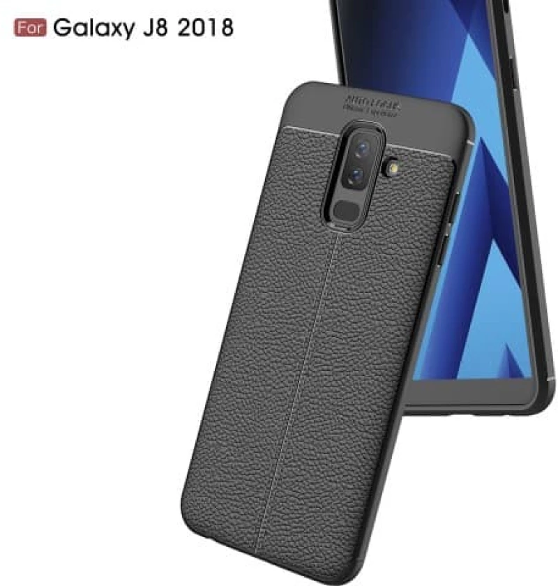 Κάλυμμα Πλάτης TPU Litchi Texture για Samsung Galaxy J8 2018 Black OEM