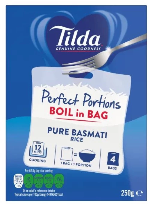 Ρύζι Μπασμάτι Σε Σακουλάκι Tilda Pure Basmati Perfect Portions Boil In Bag 250g