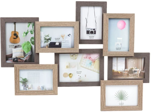 Κάδρο Φωτογραφιών 8 Θέσεων Σε Τόνους Καφέ Ξύλινο 63x47cm
