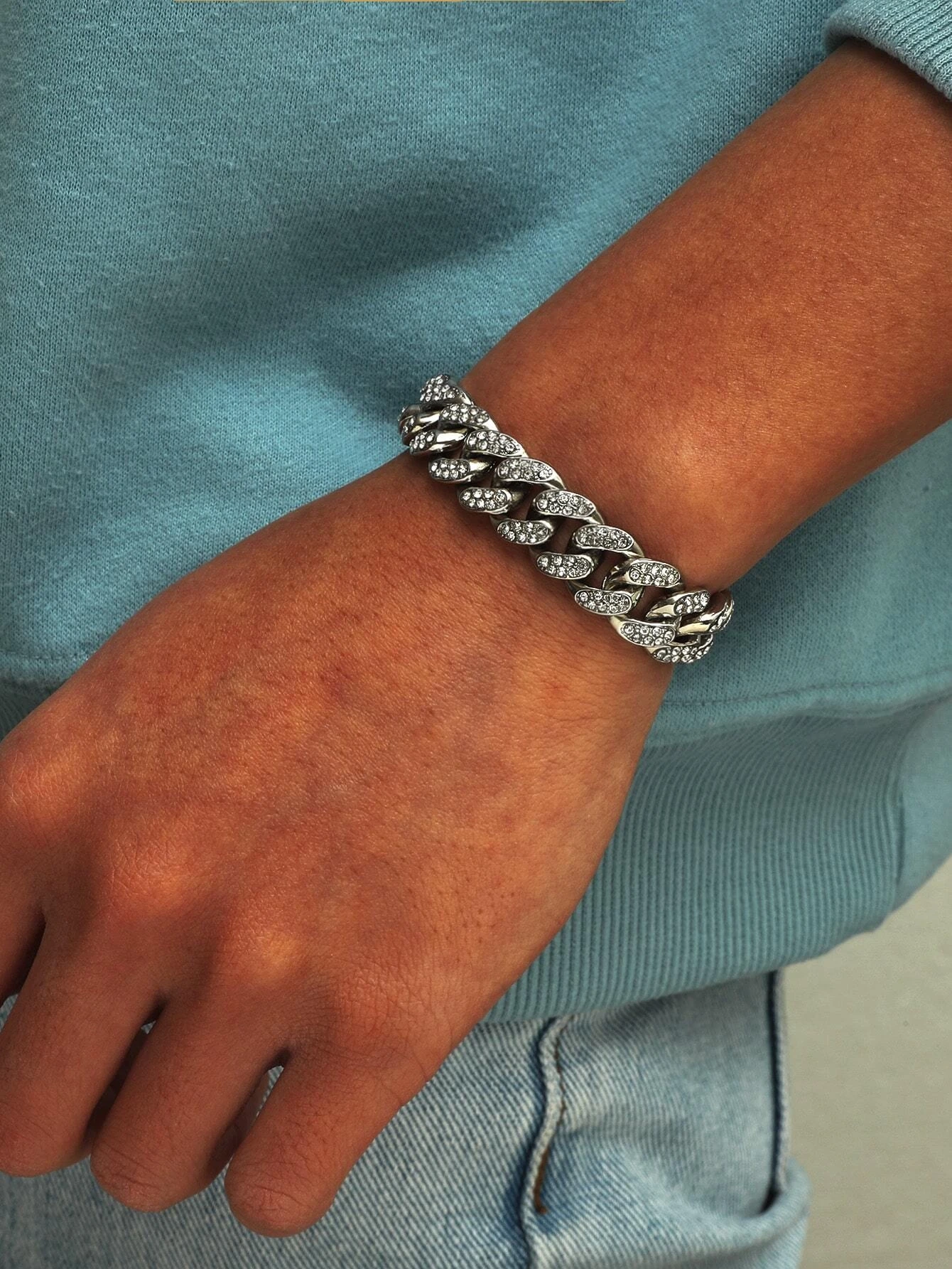 Ανδρικό βραχιόλι ψευδαργύρου ασημί