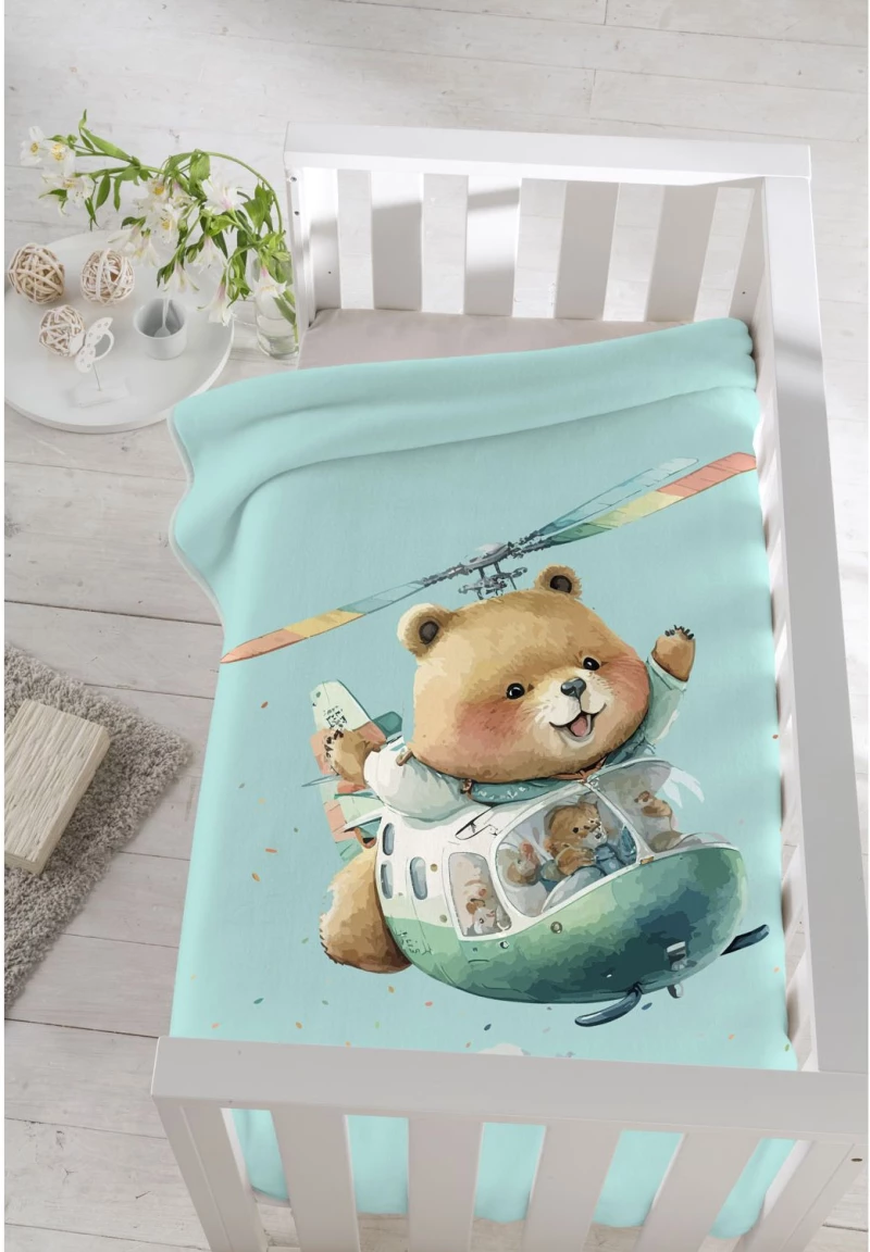PIEL SA ΚΟΥΒΕΡΤΑ ΑΓΚΑΛΙΑΣ 80x110 ''TRAVEL BEAR'' VERDE MAR 6303