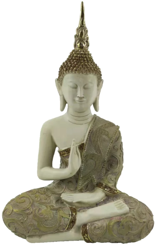 FADHI DECO ΒΟΥΔΑΣ POLYRESIN ΜΠΕΖ ΧΡΥΣΟ ΜΩΒ 21,9x11,7xH33,5cmINTHEBOX