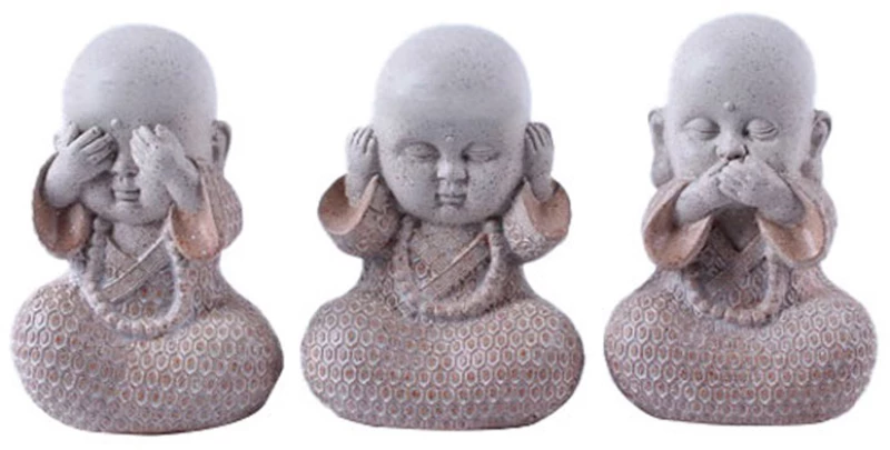 BULU DECO ΒΟΥΔΑΣ ΣΕΤ 3ΤΜΧ POLYRESIN TERRACOTTA ΓΚΡΙ 9,5x7,5xH13cmINTHEBOX