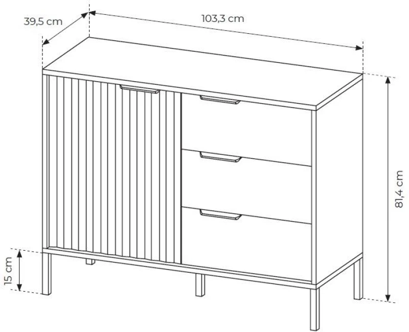 Μπουφές Rave Μπεζ+φυσικό Viking 104x82x40cm