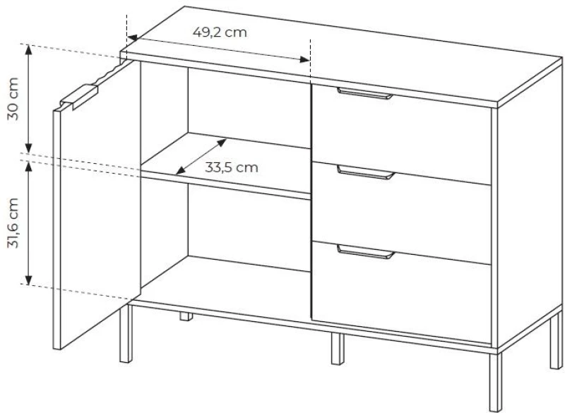 Μπουφές Rave Μπεζ+φυσικό Viking 104x82x40cm