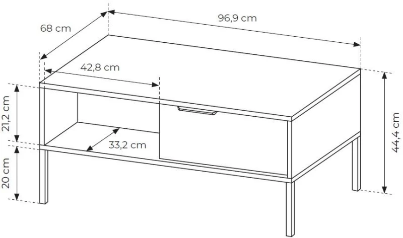 Τραπεζάκι Rave με συρτάρια Μπεζ+φυσικό Viking 97x45x60cm