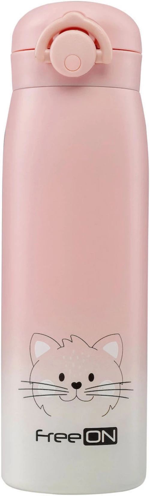 FreeON Θερμός- μπουκάλι ανοξείδωτο 2 σε 1 480ml Pink  380692